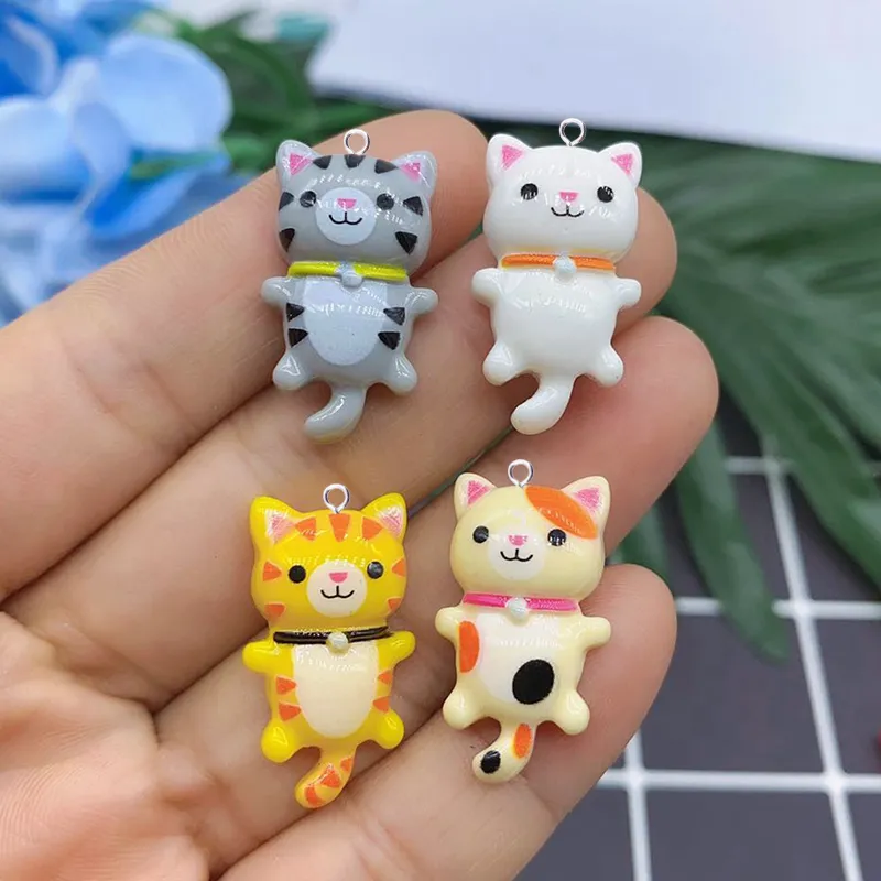 Adorable Cat Cat Charm For Jewelry Making Kawaii Resin Pendants